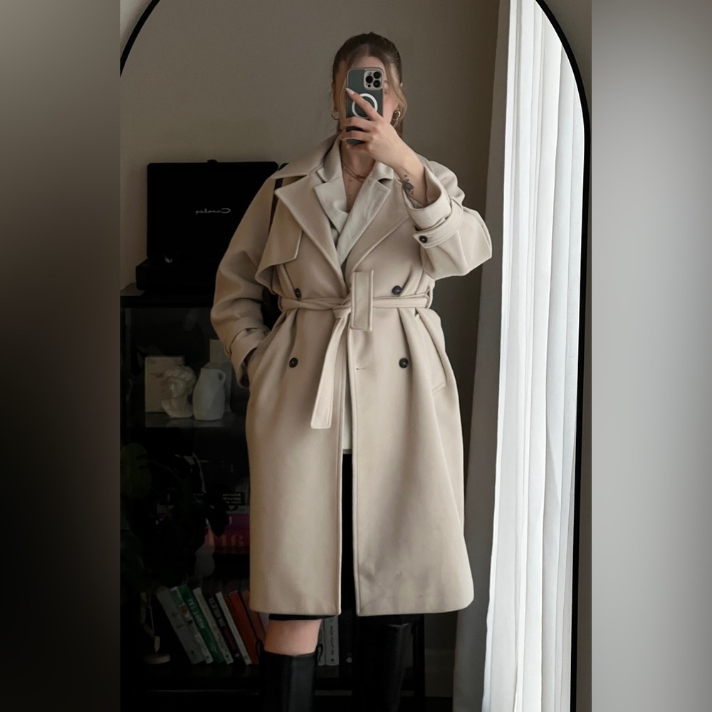 OAK + FORT Beige Wool Coat